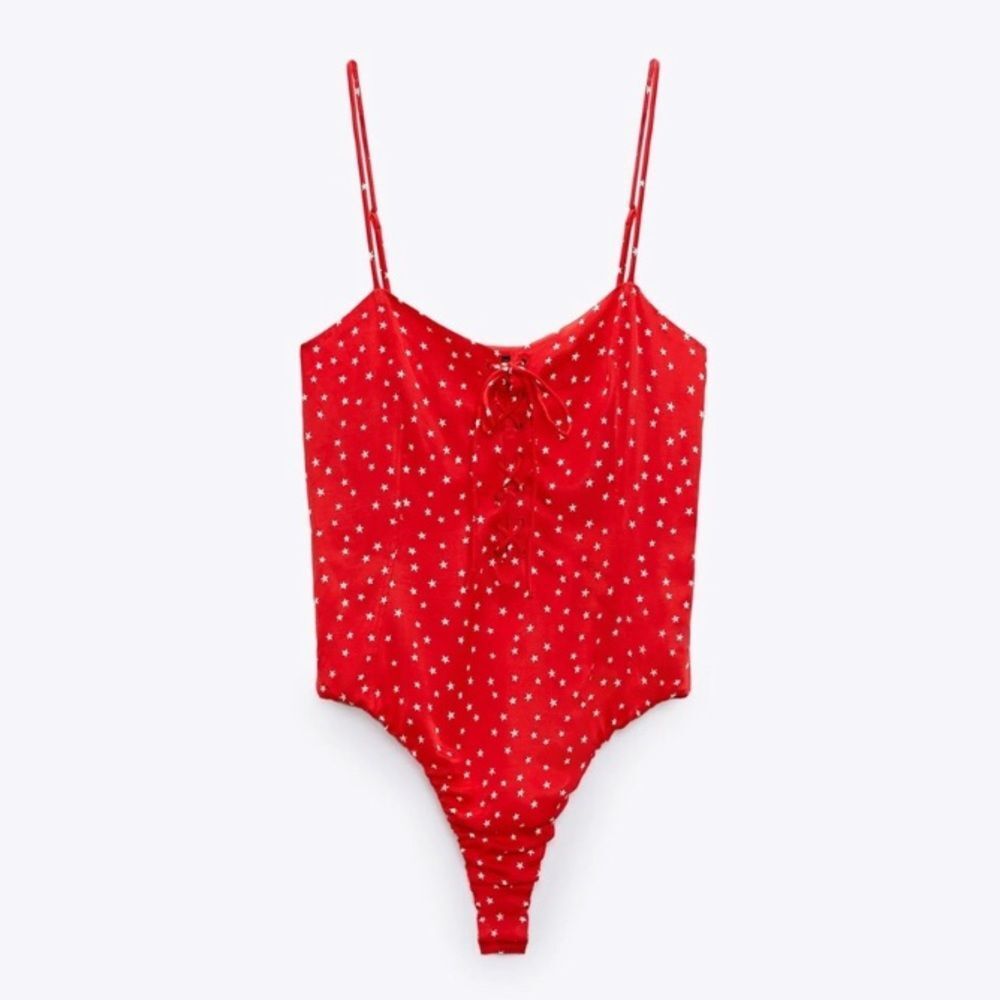 Zara red star print bodysuit